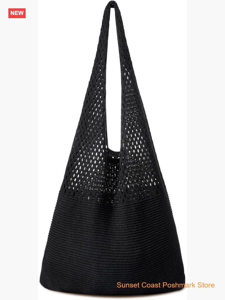 Crochet Tote Bag Knitted Beach Shoulder Bag Vacation Aesthetic Hobo Tote